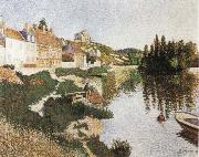 Paul Signac Riverbank,Petie Andely oil painting on canvas